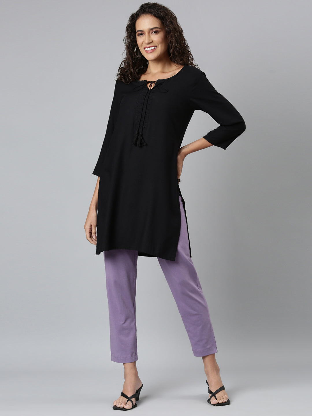 Dusty Purple Cotton Stretch Kurti Pants