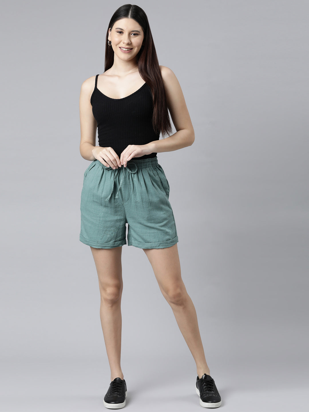 Ocean Green Linen Shorts