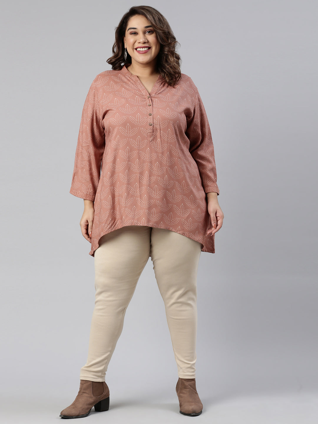 Light Beige Cotton Stretch Ribbed warm Leggings