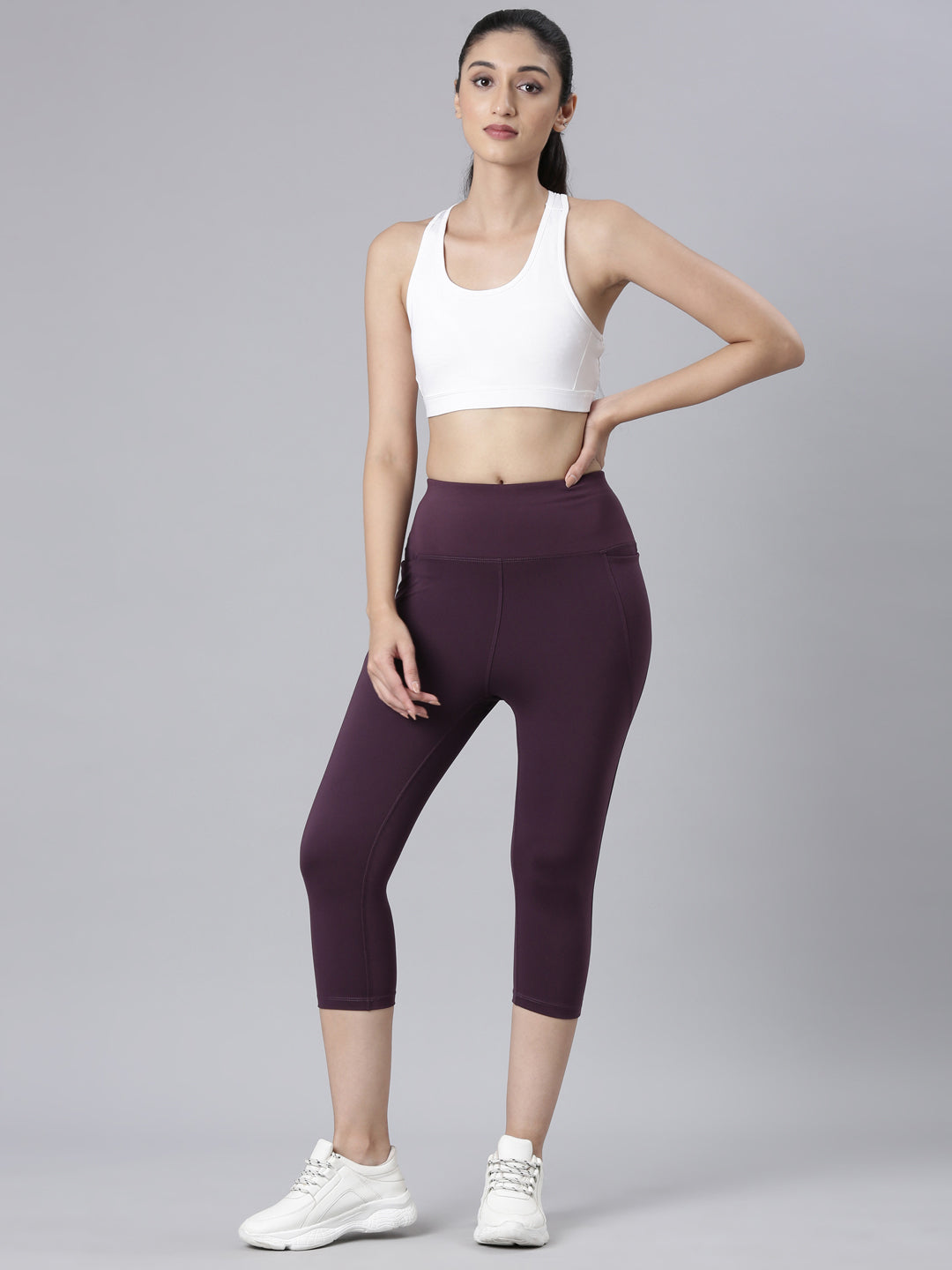 Purple Poly Stretch Training Capri