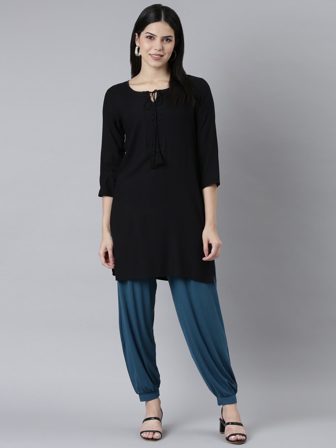 Turquoise Blue Viscose Stretch Harems