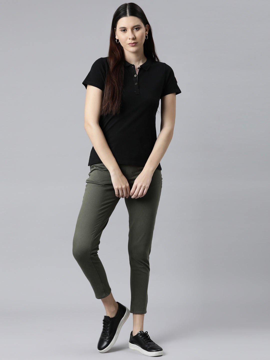 Dark Olive Cotton Poly Stretch Cropped Colored Jeggings