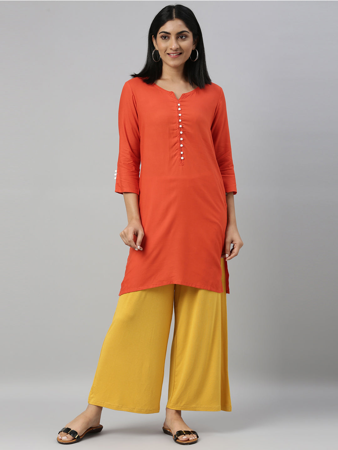 Golden Yellow Viscose Knit Palazzo