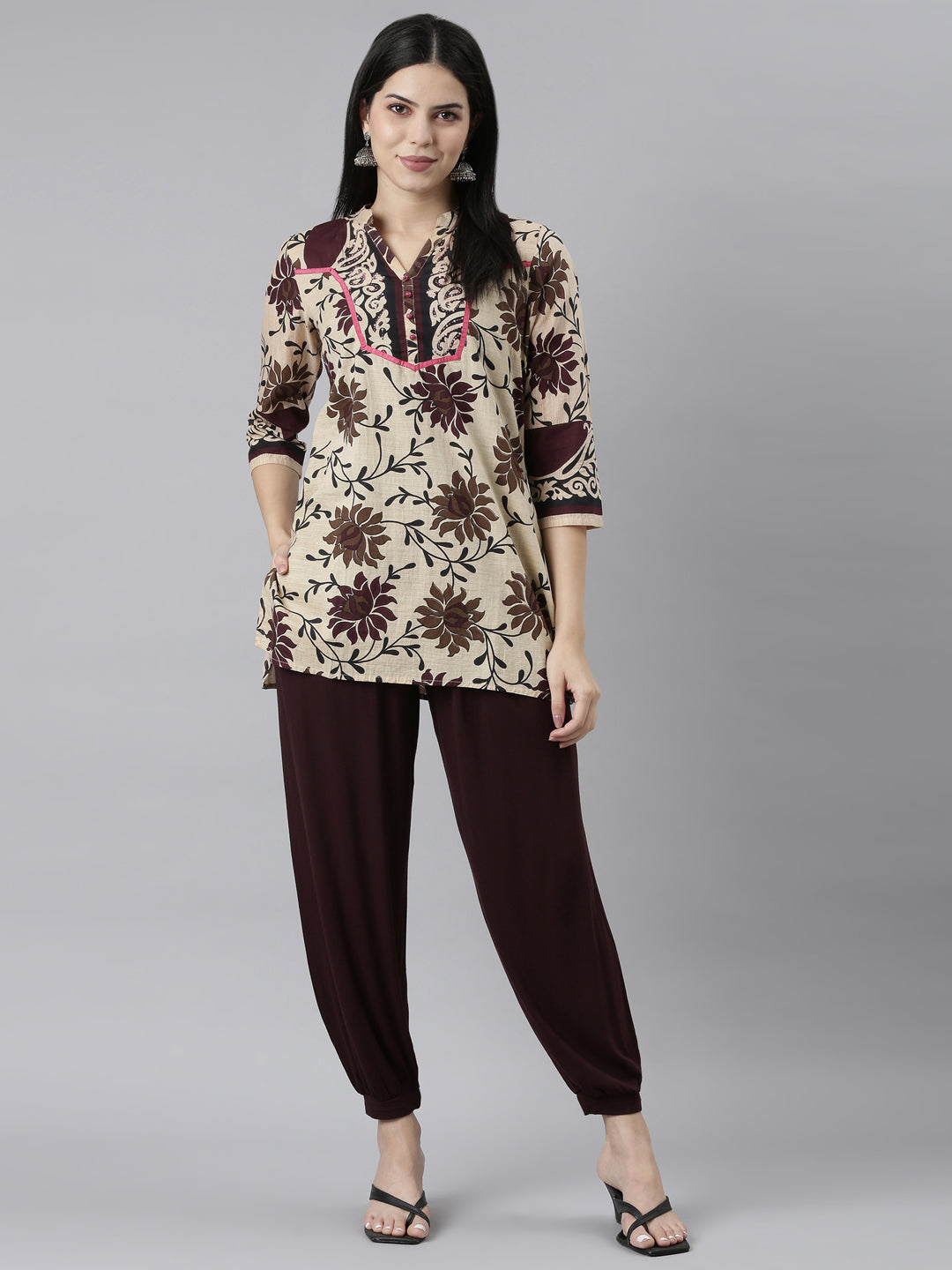 Dark Wine Viscose Stretch Harems