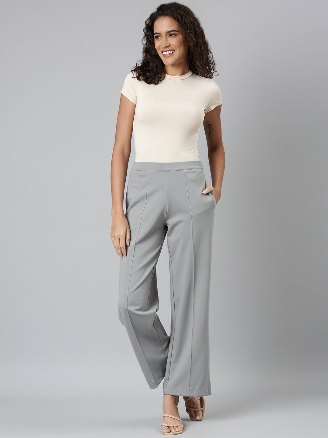 Dusty Green Roma Ponte Wide Pants