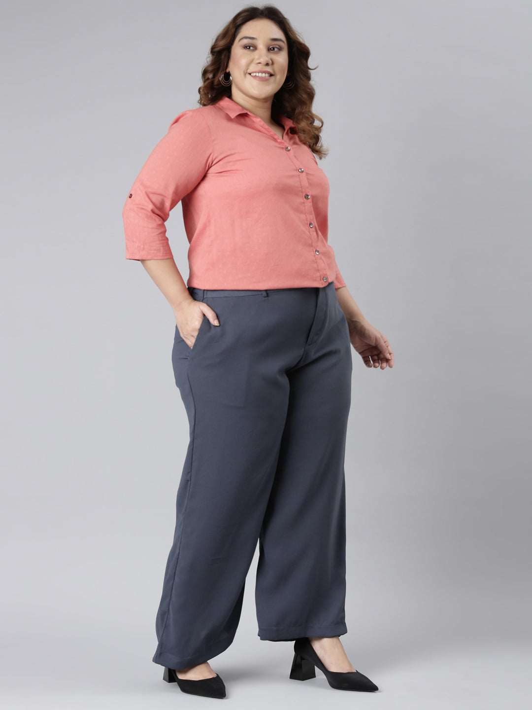 Dark Jean Crepe Wide Trouser