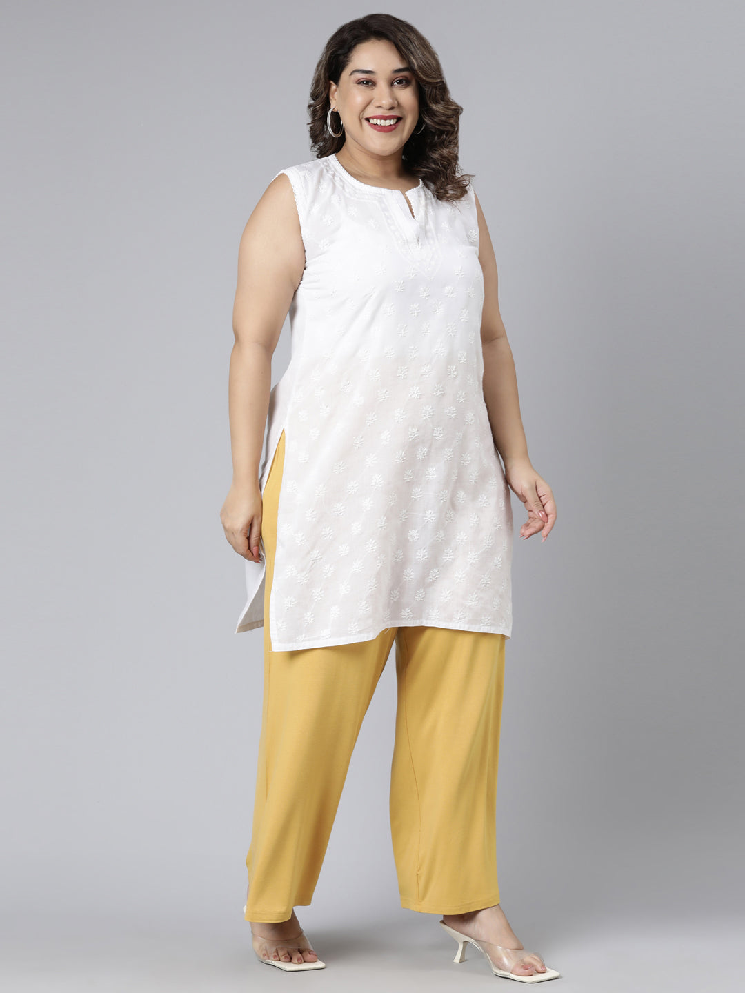 Golden Yellow Viscose Knit Palazzo