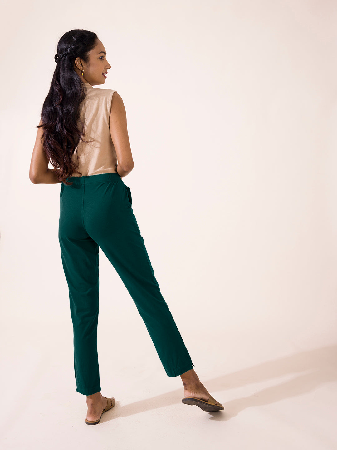 Dark Green Cotton Stretch Kurti Pants