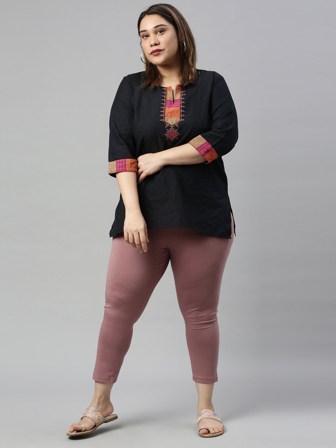 Dusty Voilet Cotton Stretch Cropped Leggings