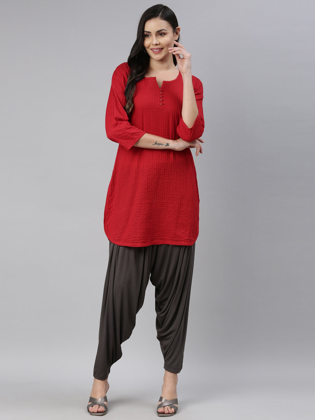 Silver Grey Viscose Stretch Patiala