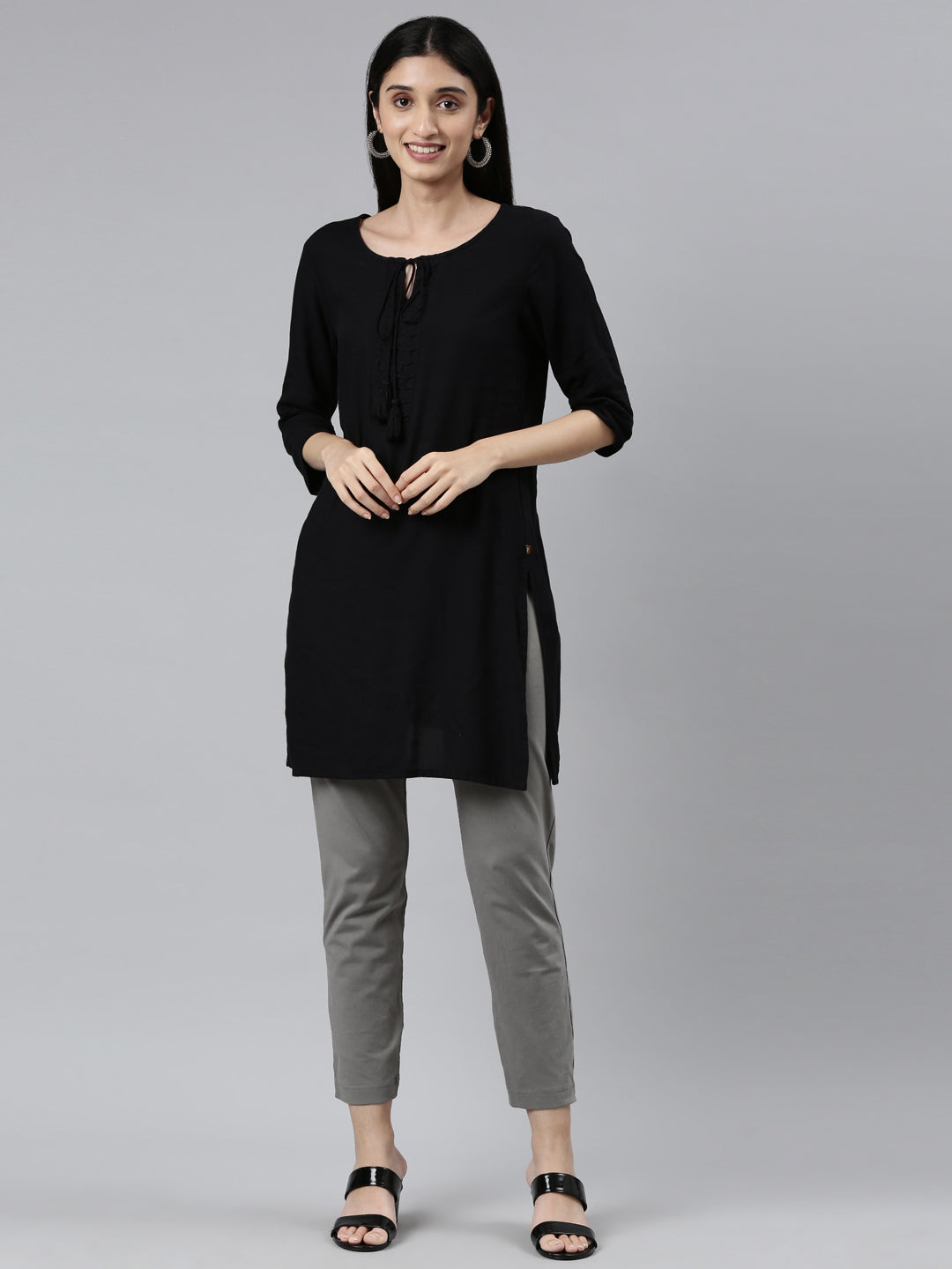 Medium Grey Cotton Stretch Kurti Pants