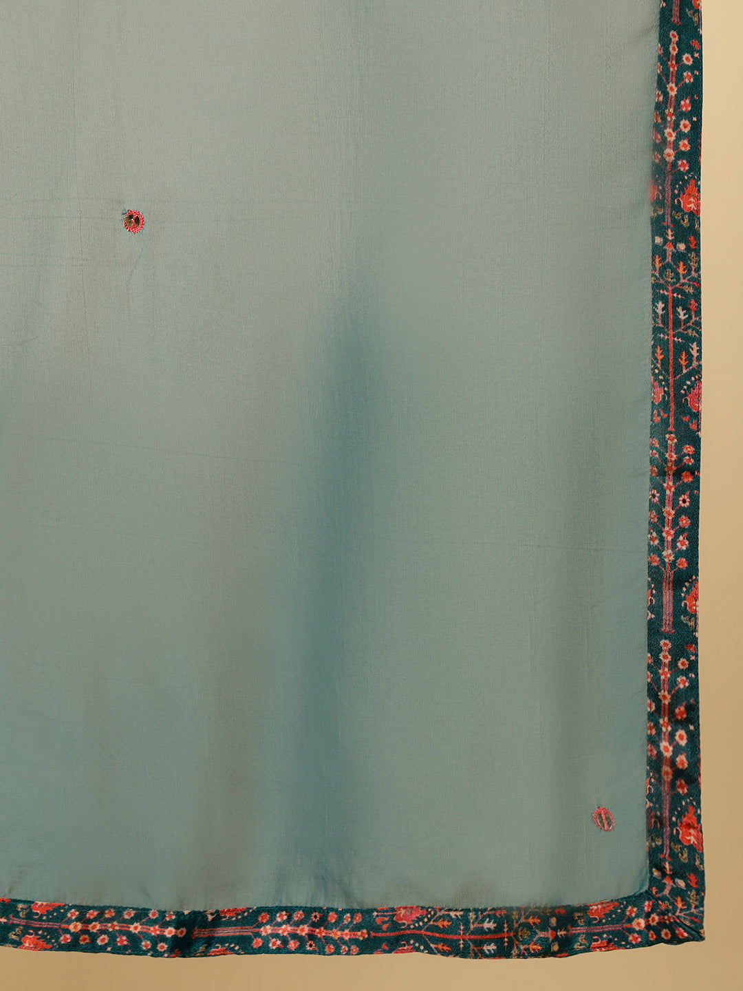 Teal Tribal Printed Flared Kurta With Dupatta