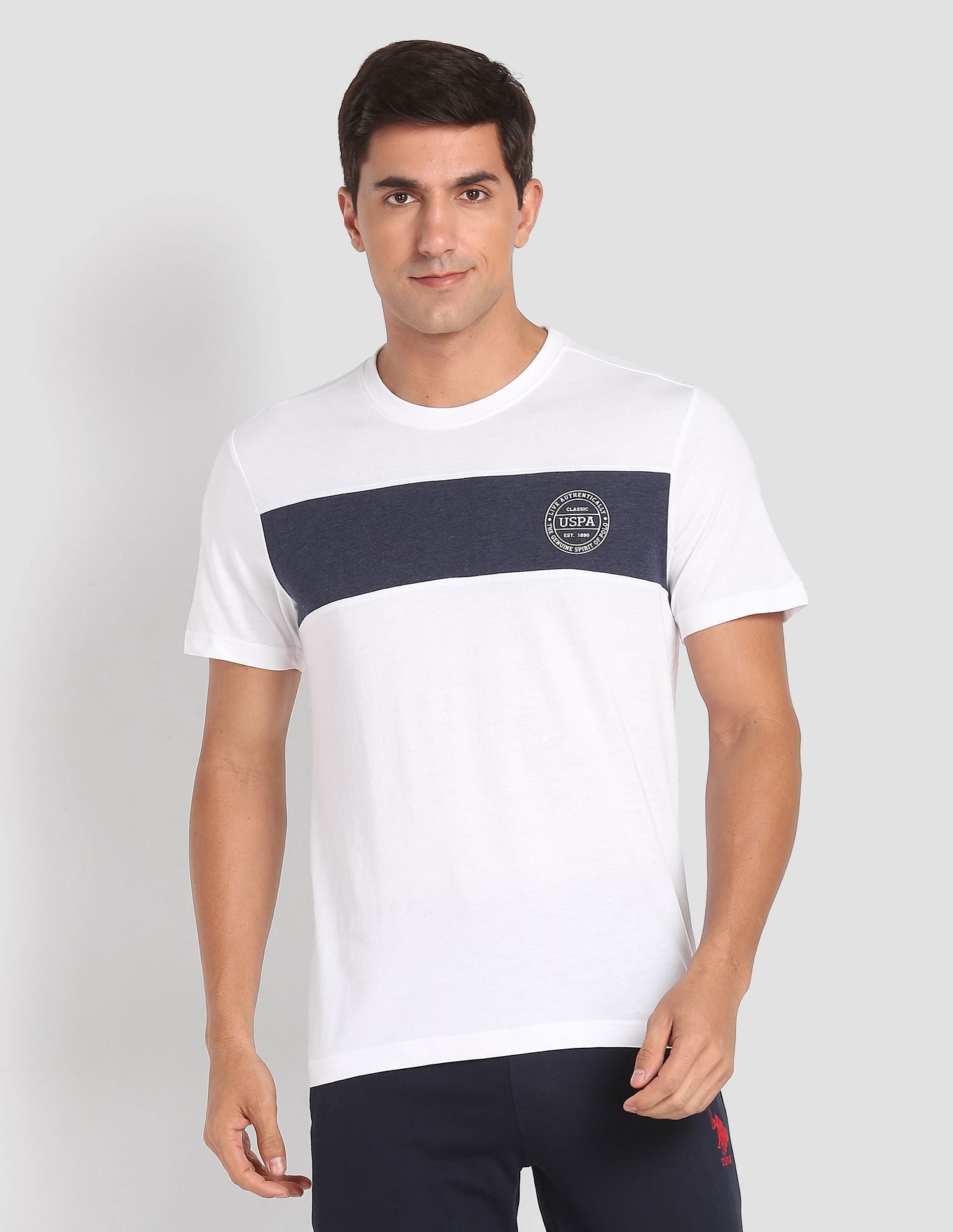 USPA Innerwear Crew Neck Colour Block I681 Lounge T-Shirt - Pack Of 1