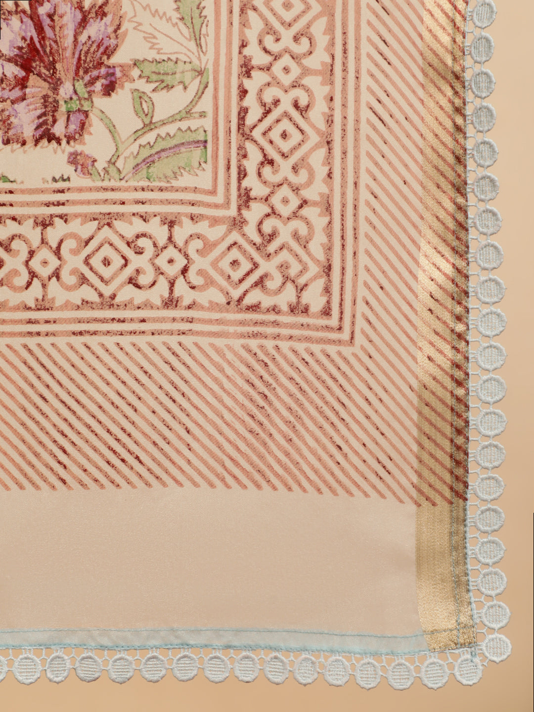 Festive Printed Anarkali Kurta Set With Handblock Dupatta