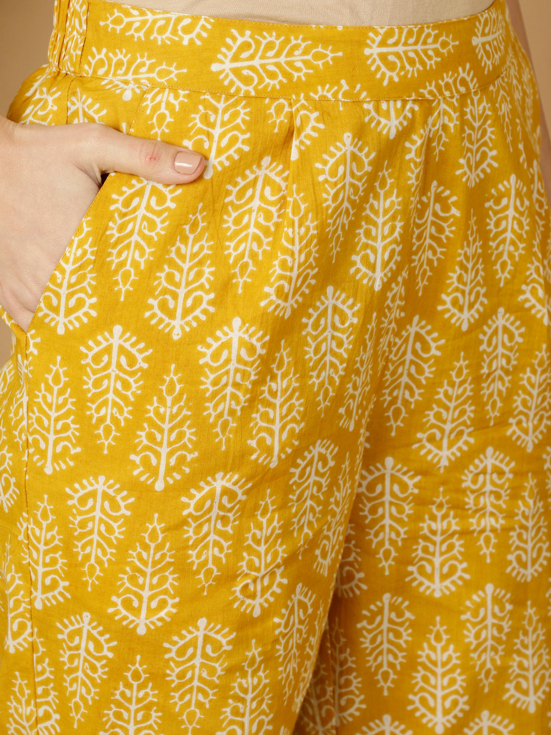 Yellow Ethnic Printed Kurta With Palazzo Loungewear