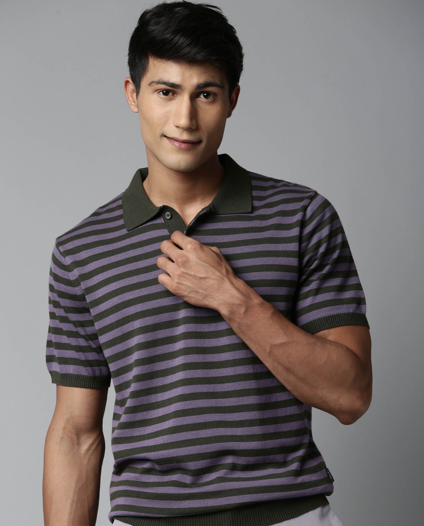 RARE RABBIT MREKS PRIMARY OLIVE POLO COTTON FABRIC SHORT SLEEVE POLO COLLAR SLIM FIT