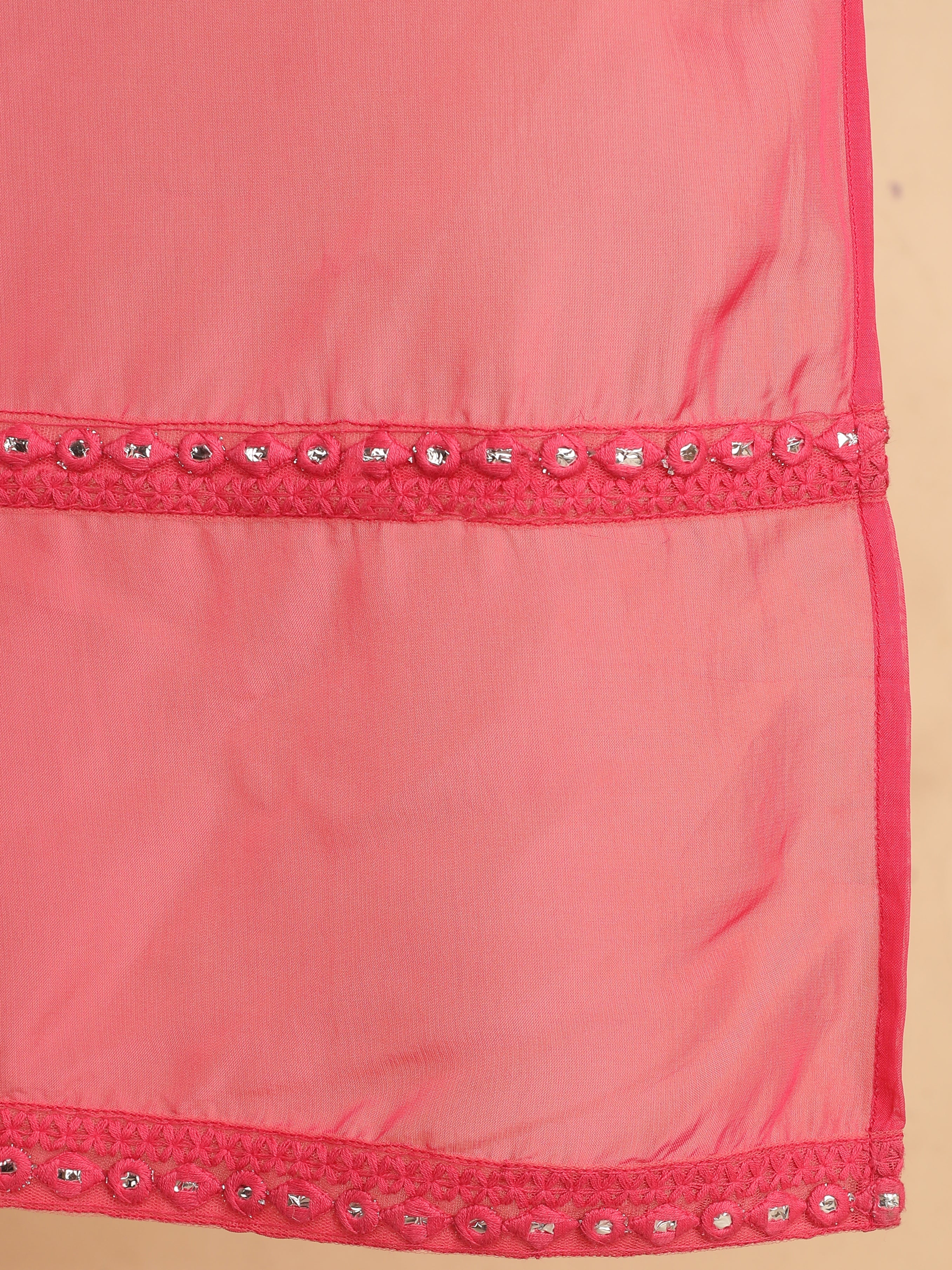 Fuchsia Animal Print Flared Kurta With Dupatta