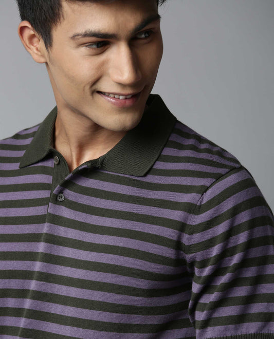 RARE RABBIT MREKS PRIMARY OLIVE POLO COTTON FABRIC SHORT SLEEVE POLO COLLAR SLIM FIT