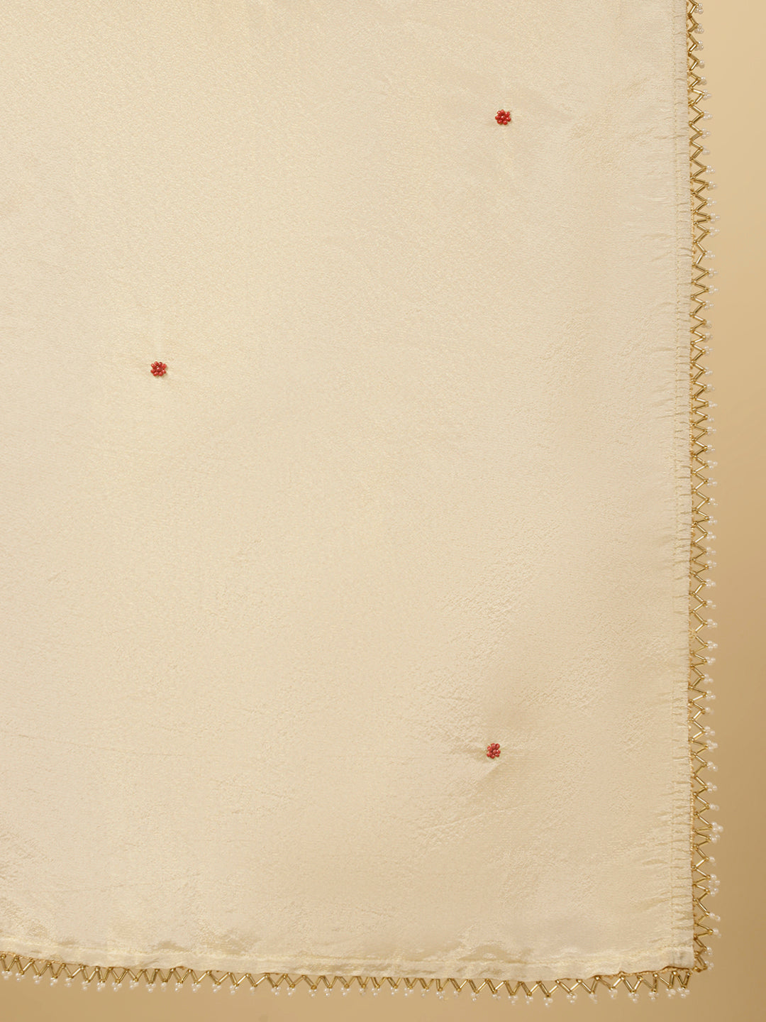 Maroon Bead Work Silk Straight Kurta With Pants And Dupatta