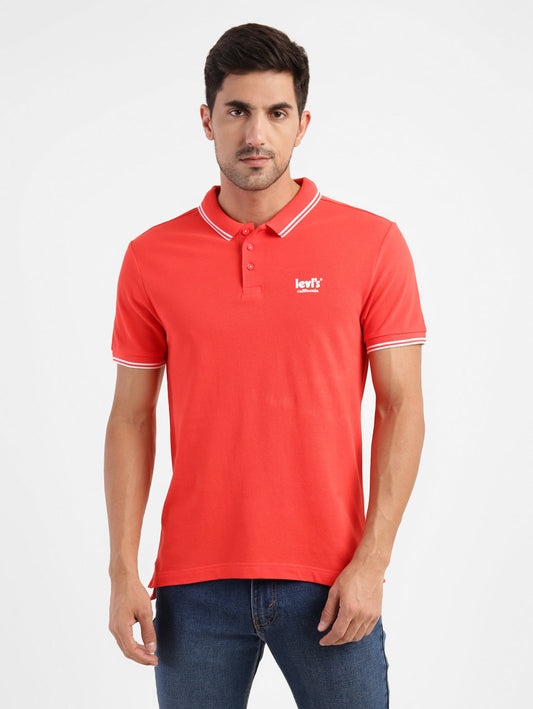 Men's Solid Polo T-shirt Red