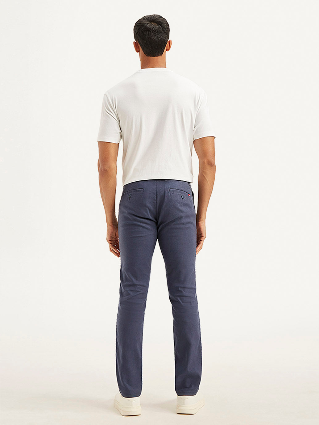 Men's Mid Rise Navy Straight Fit Trousers