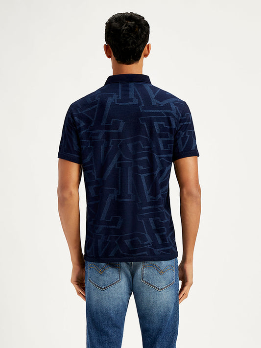 Men's Typographic Print Slim Fit Polo T-Shirt