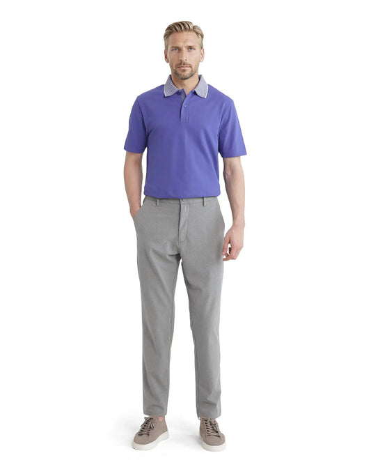 Rare Rabbit Men Abit Purple Cotton Blend Fabric Short Sleeve Jacquard Collar with Tape Detailed Placket Button Closure Plain Polo