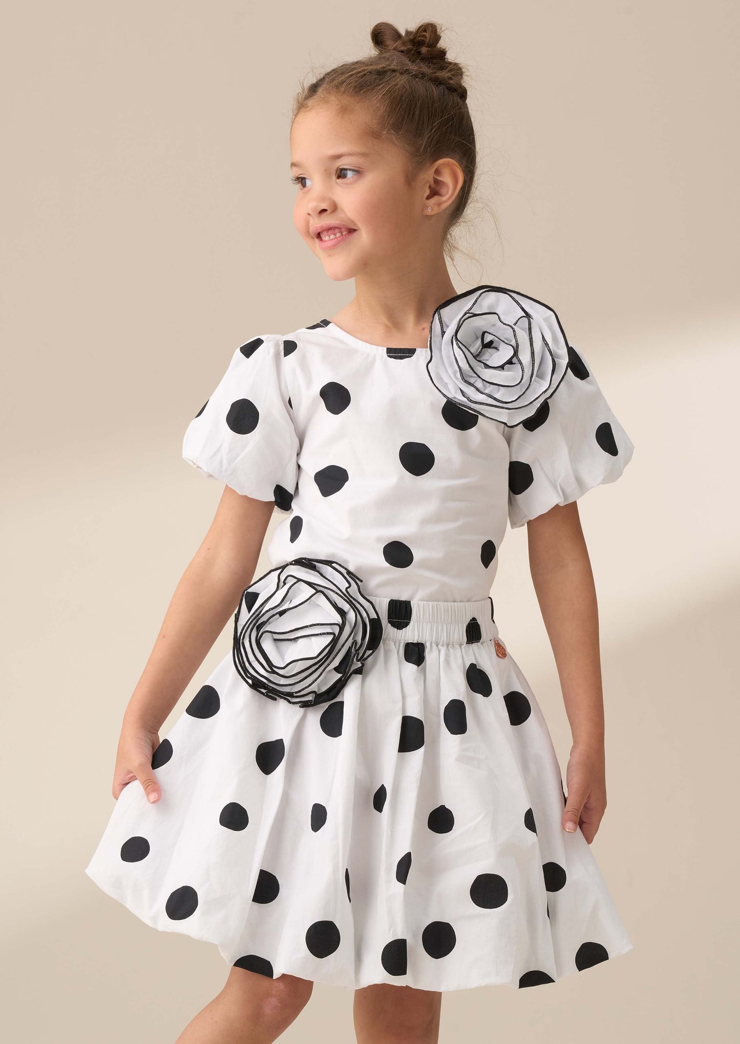 Amari White Spotty Bubble Hem Skirt