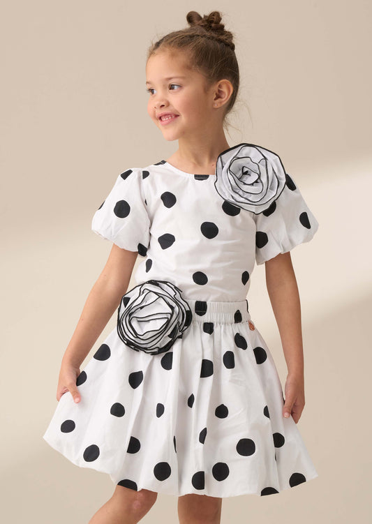 Amari White Spotty Bubble Hem Skirt