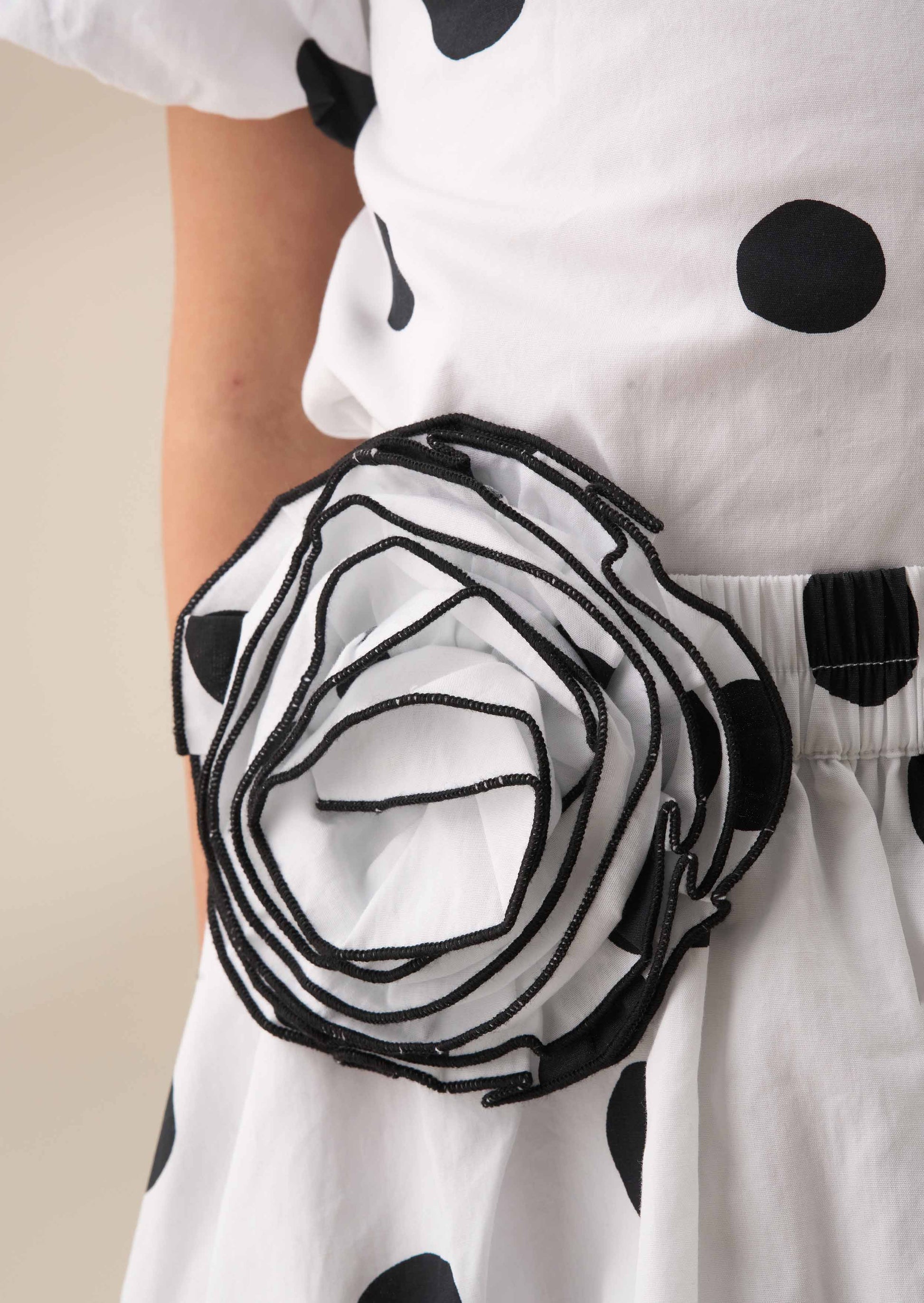 Amari White Spotty Bubble Hem Skirt