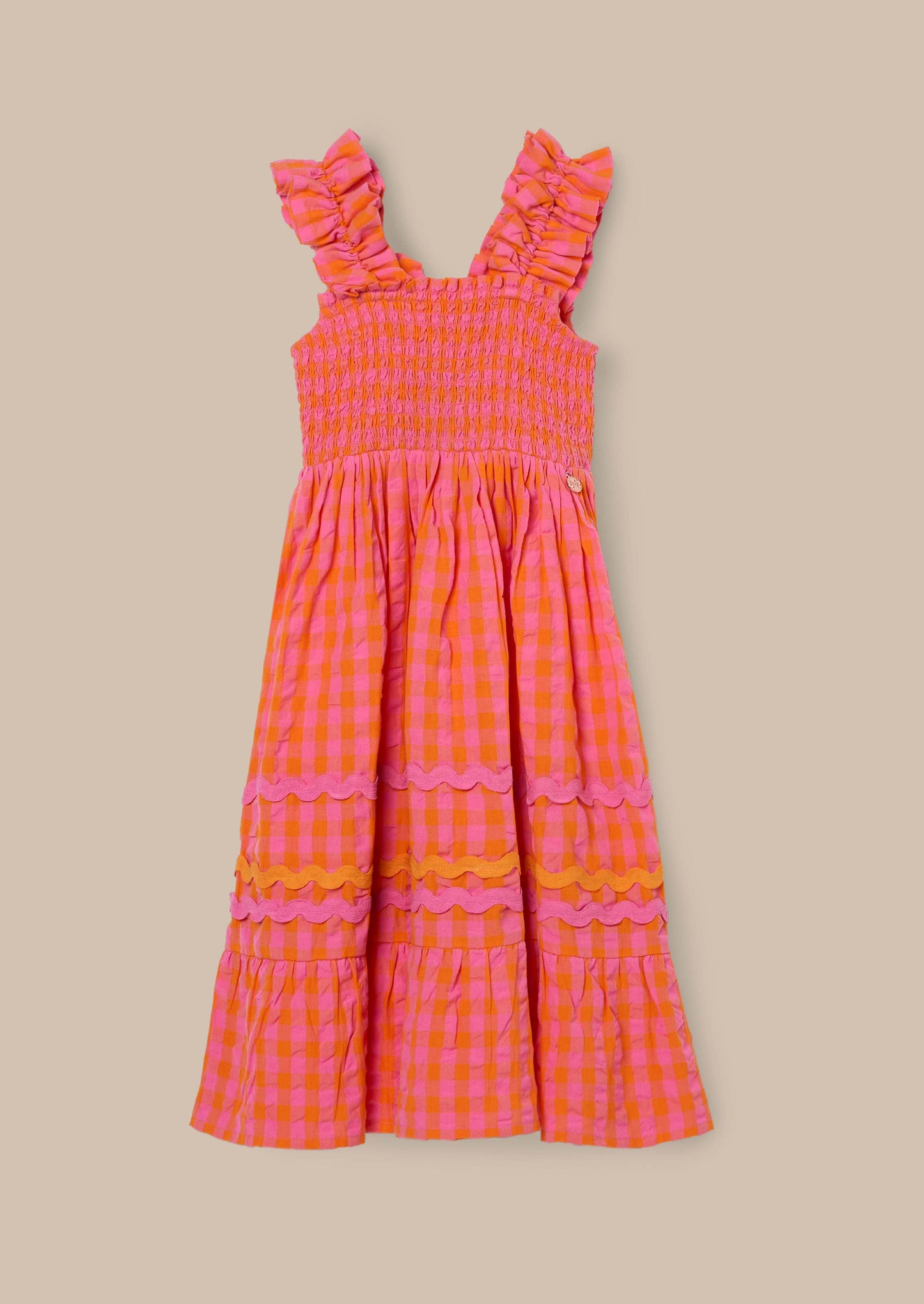 Bella Orange Ric Rac Midi Dress Orange