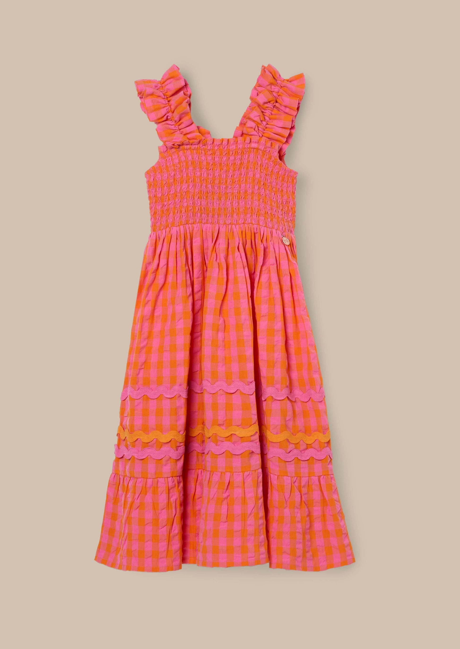 Bella Orange Ric Rac Midi Dress Orange
