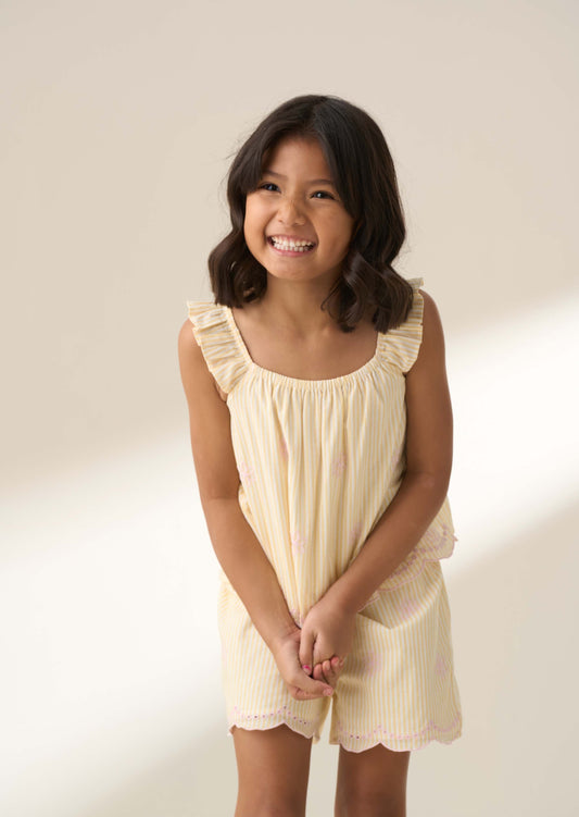 Alba Yellow Broderie PJ Set Yellow