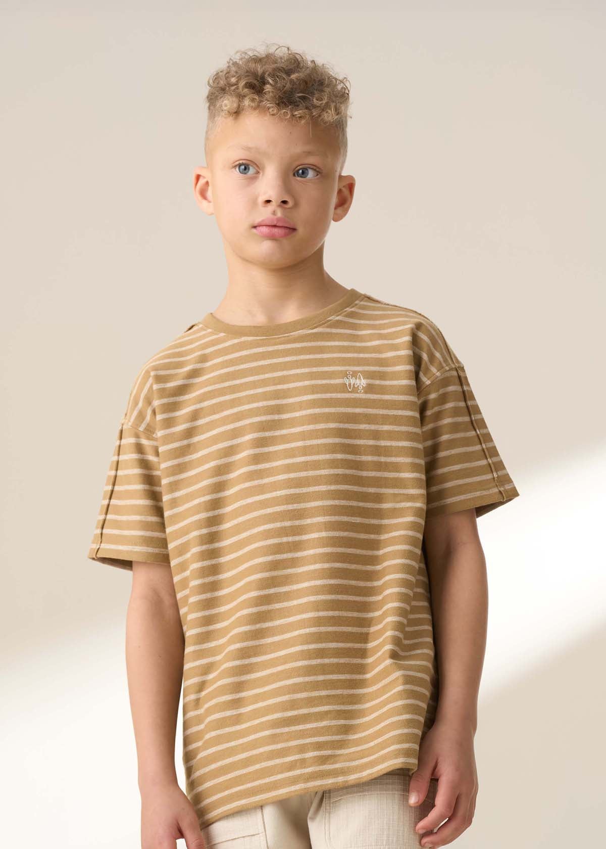 Ash Brown Textured T Shirt Brown