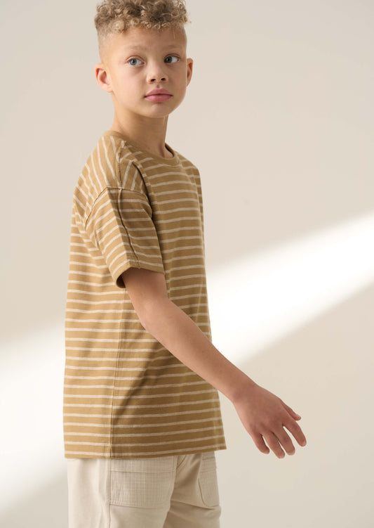 Ash Brown Textured T Shirt Brown