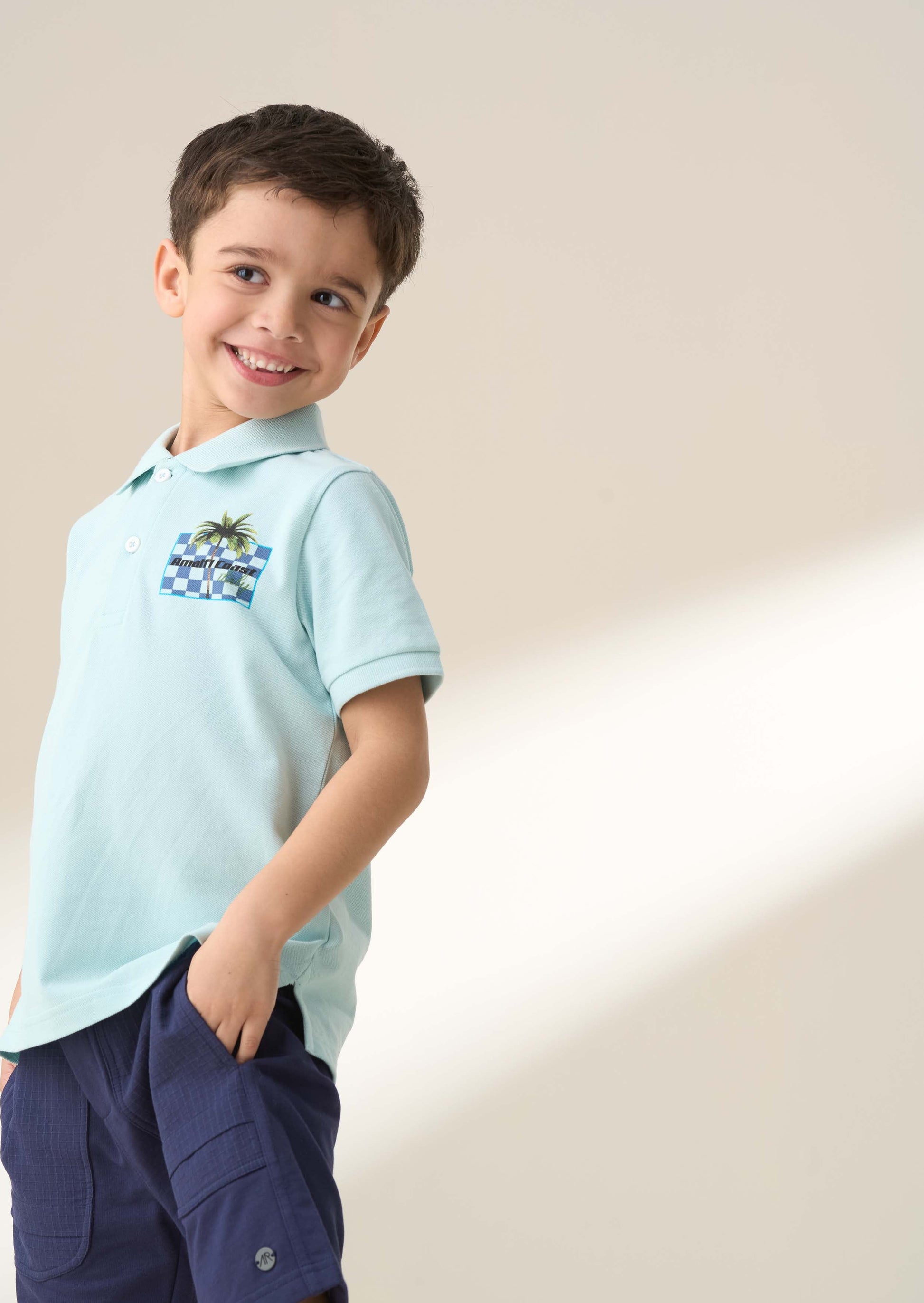 Arlo Blue Jersey Pique Back Print Polo Blue