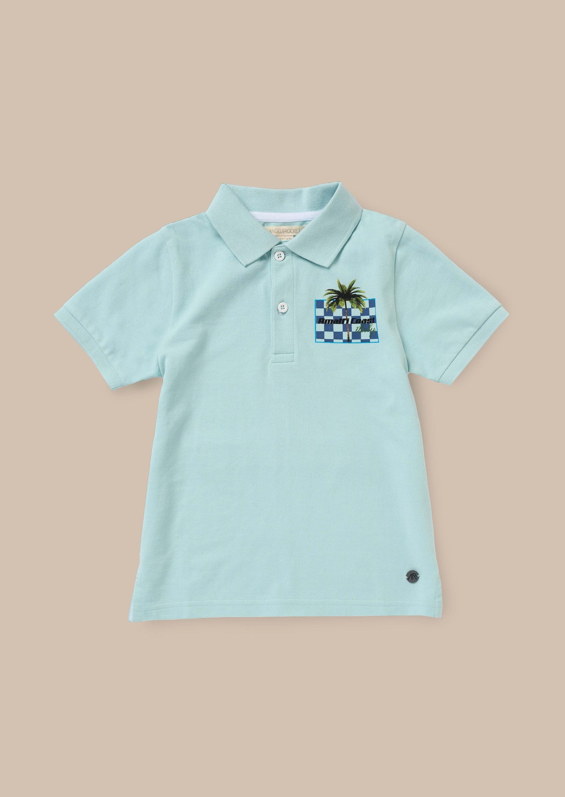 Arlo Blue Jersey Pique Back Print Polo Blue