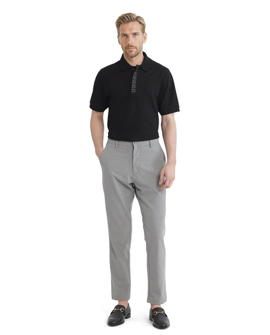 Rare Rabbit Men Arko Black Cotton Blend Fabric Short Sleeve Regular Collared with Jacquard Placket Button Closure Plain Polo T-Shirt
