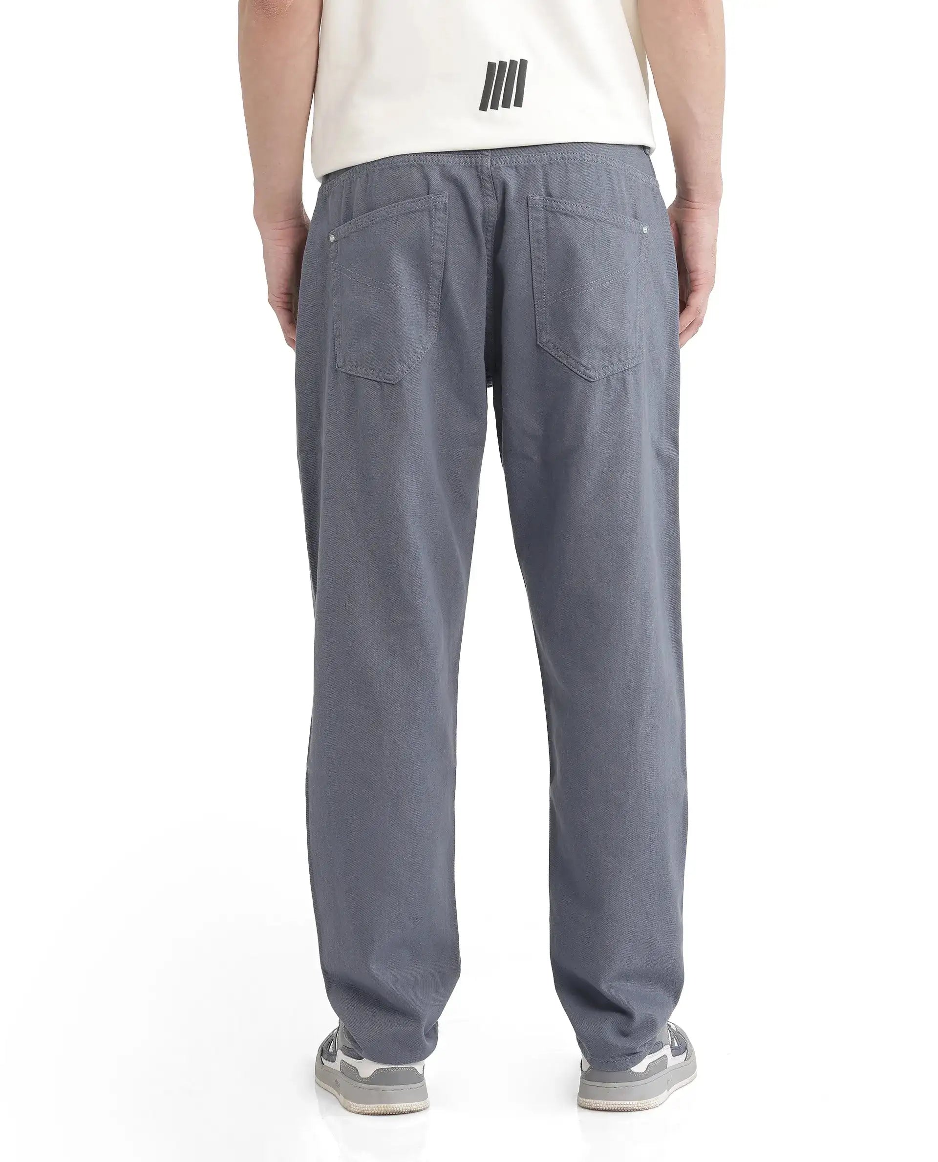 Rare Rabbit Men Arvi Blue Cotton Fabric Button And Zip Closure Plain Jeans