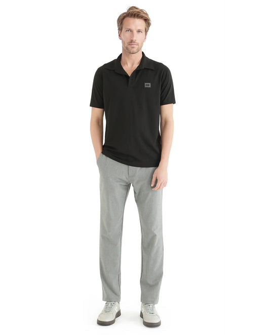 Rare Rabbit Men Badger-25 Black Cotton Poly Fabric Short Sleeve Collared Neck Button Closure Plain Polo