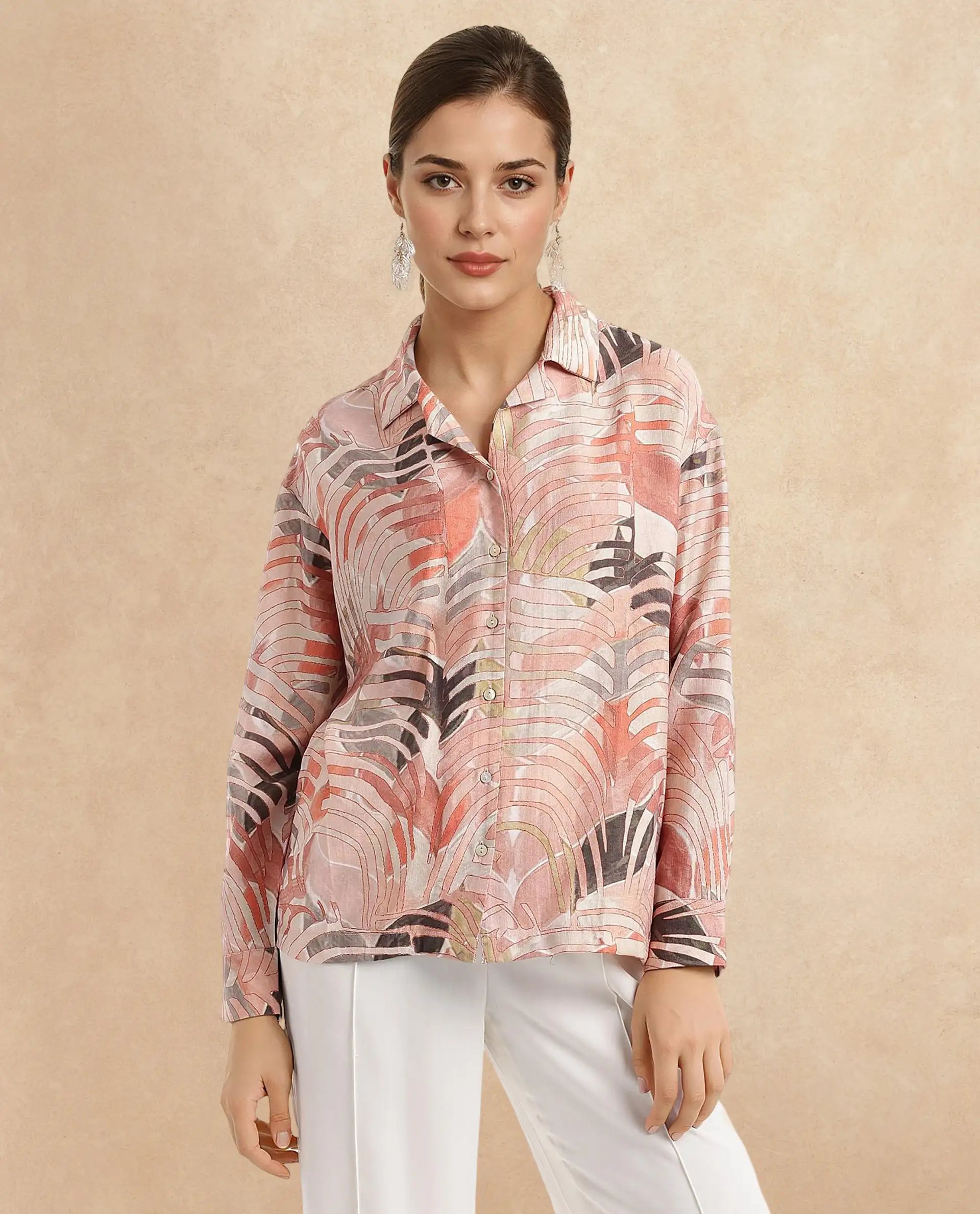 Rareism Women Broadwin Multi Full Sleeve Lapel Neck Button Closure Relaxed Fit Floral Print Top