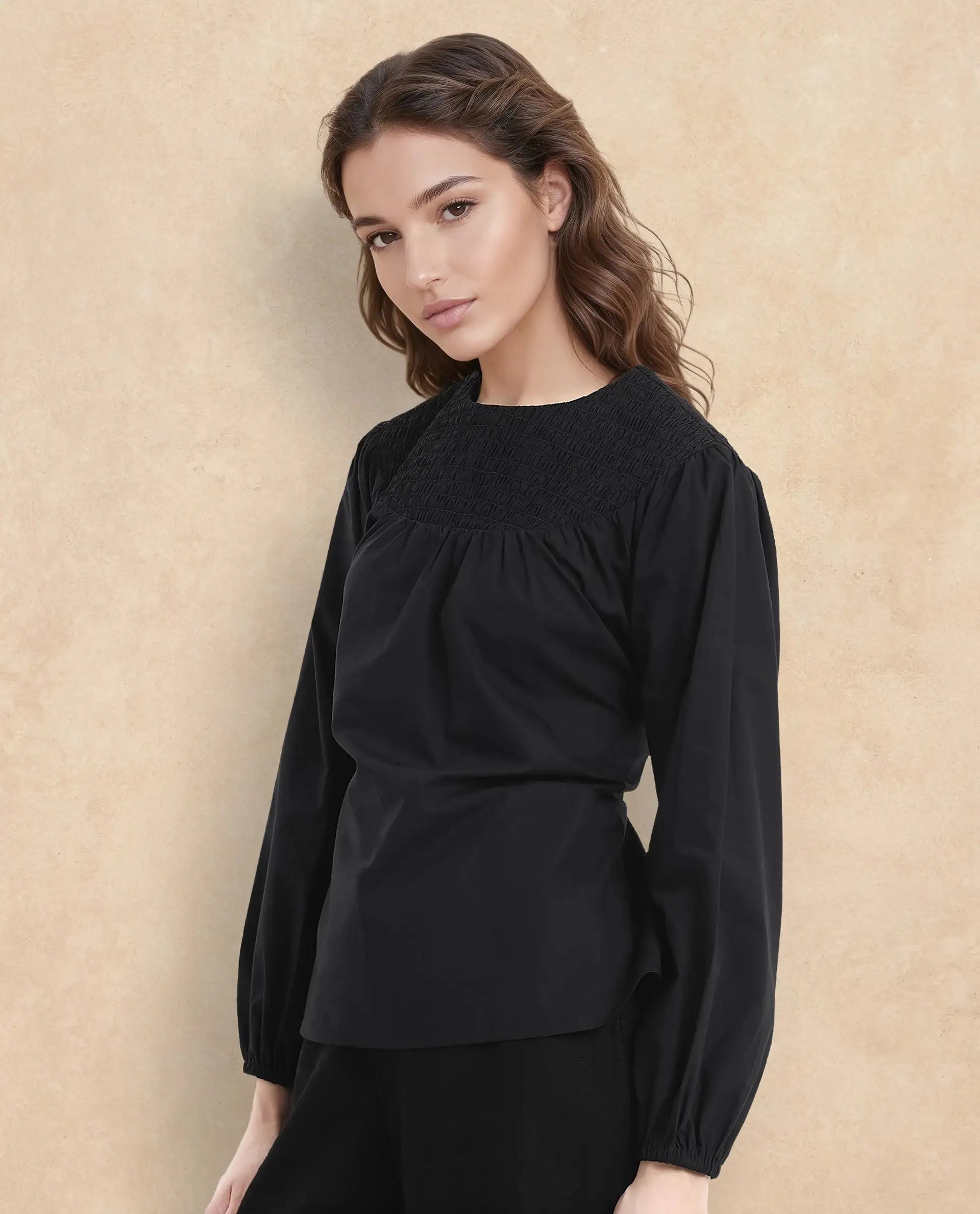 Rareism Women Cassius Black Plain Top