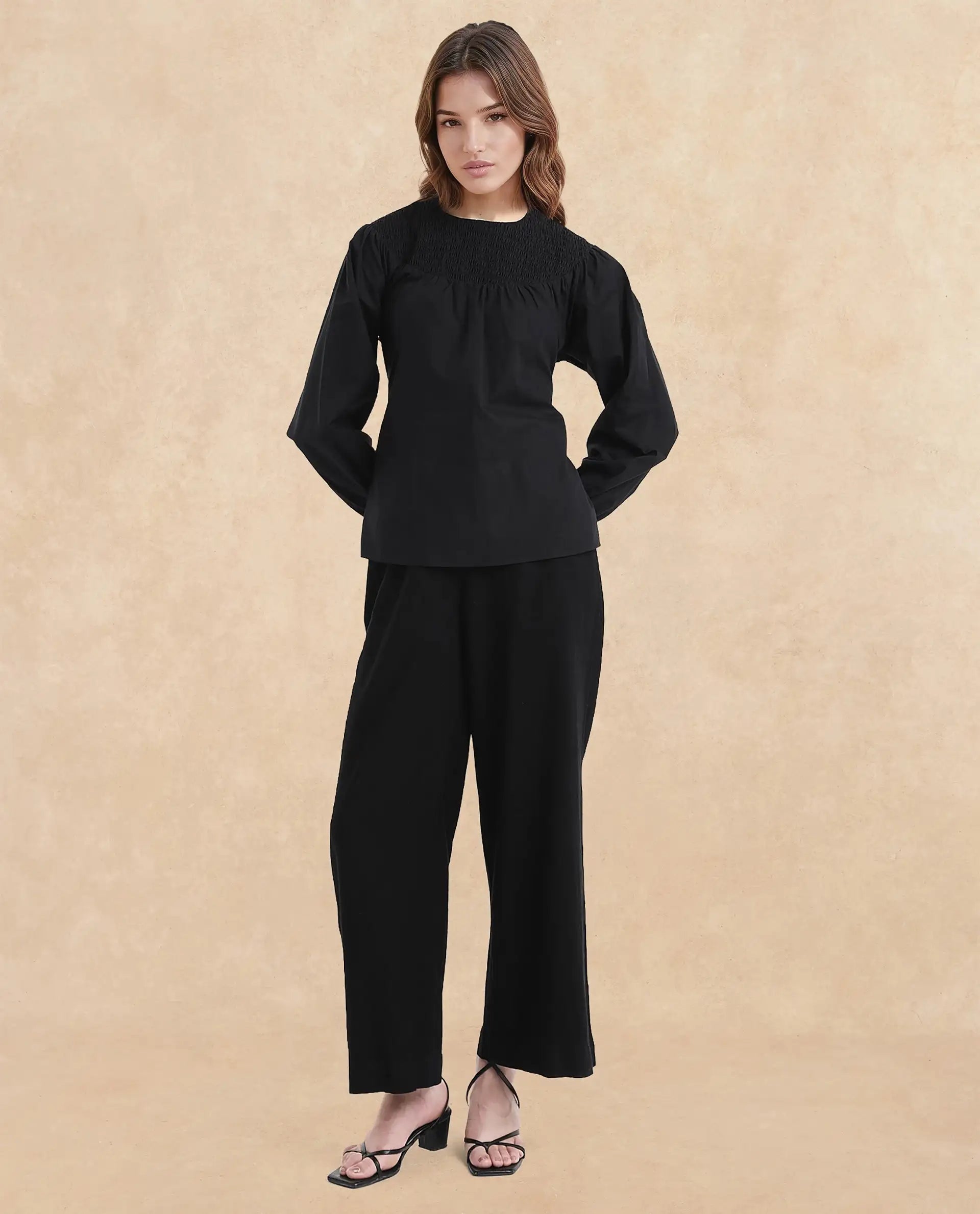 Rareism Women Cassius Black Plain Top
