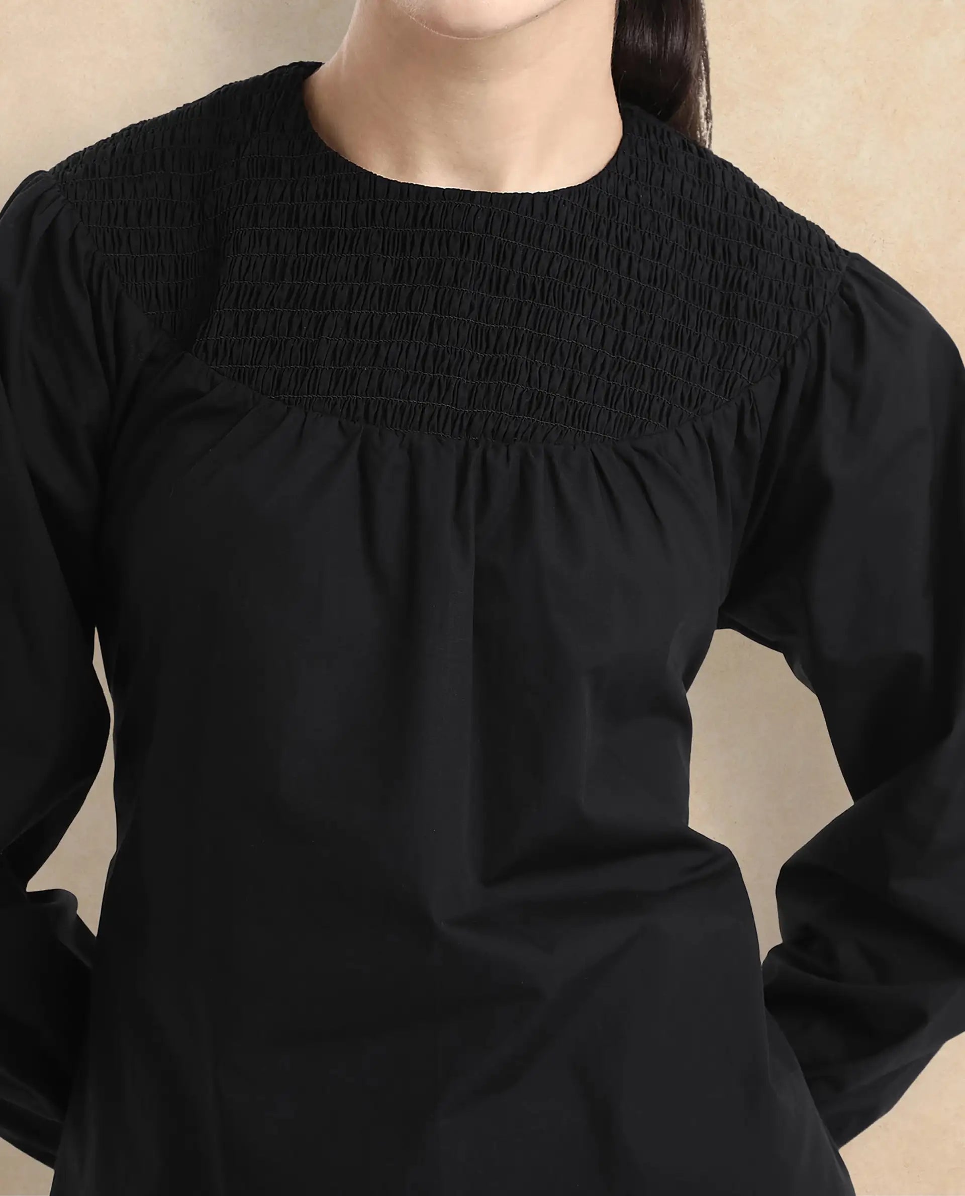 Rareism Women Cassius Black Plain Top