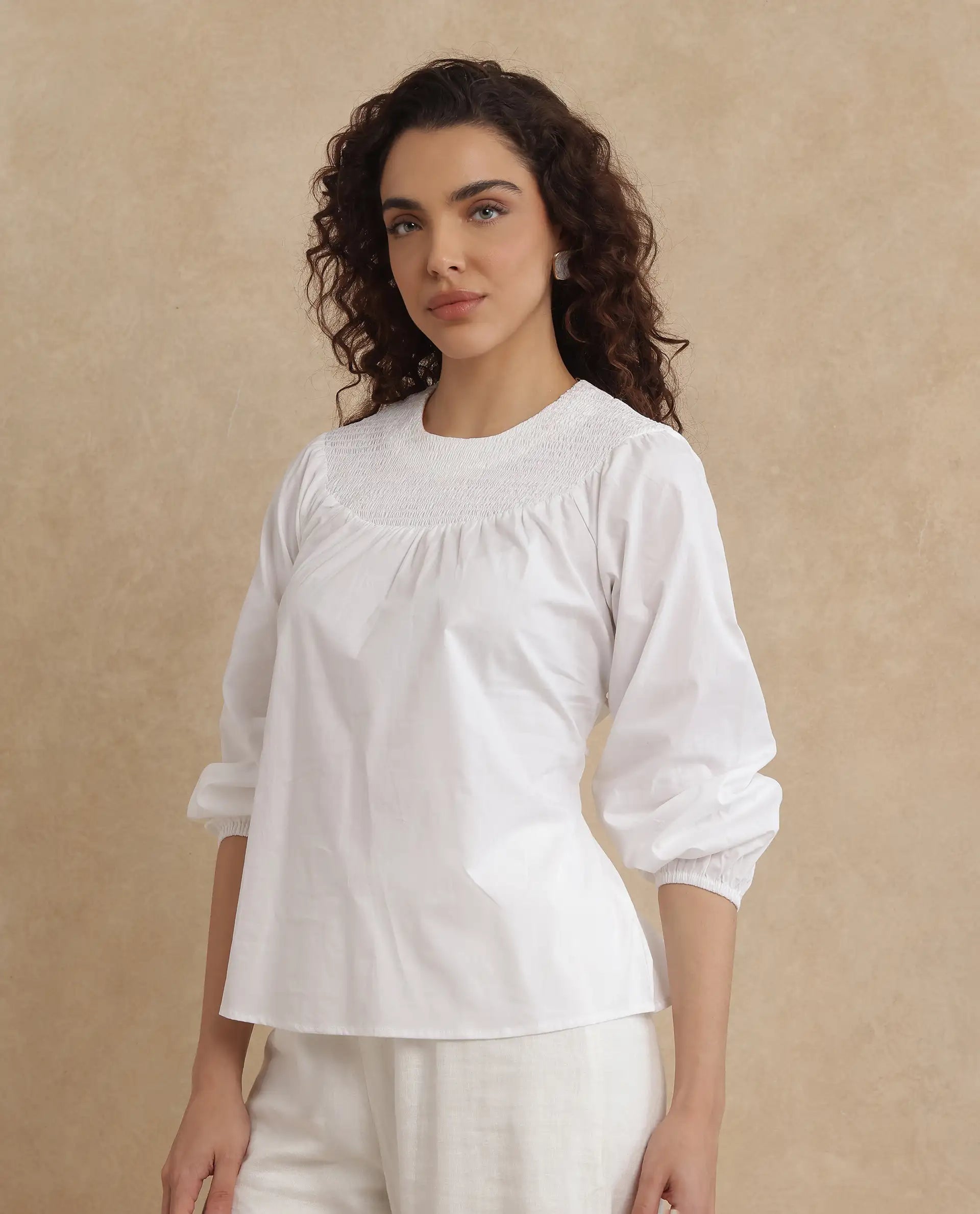 Rareism Women Cassius White Plain Top