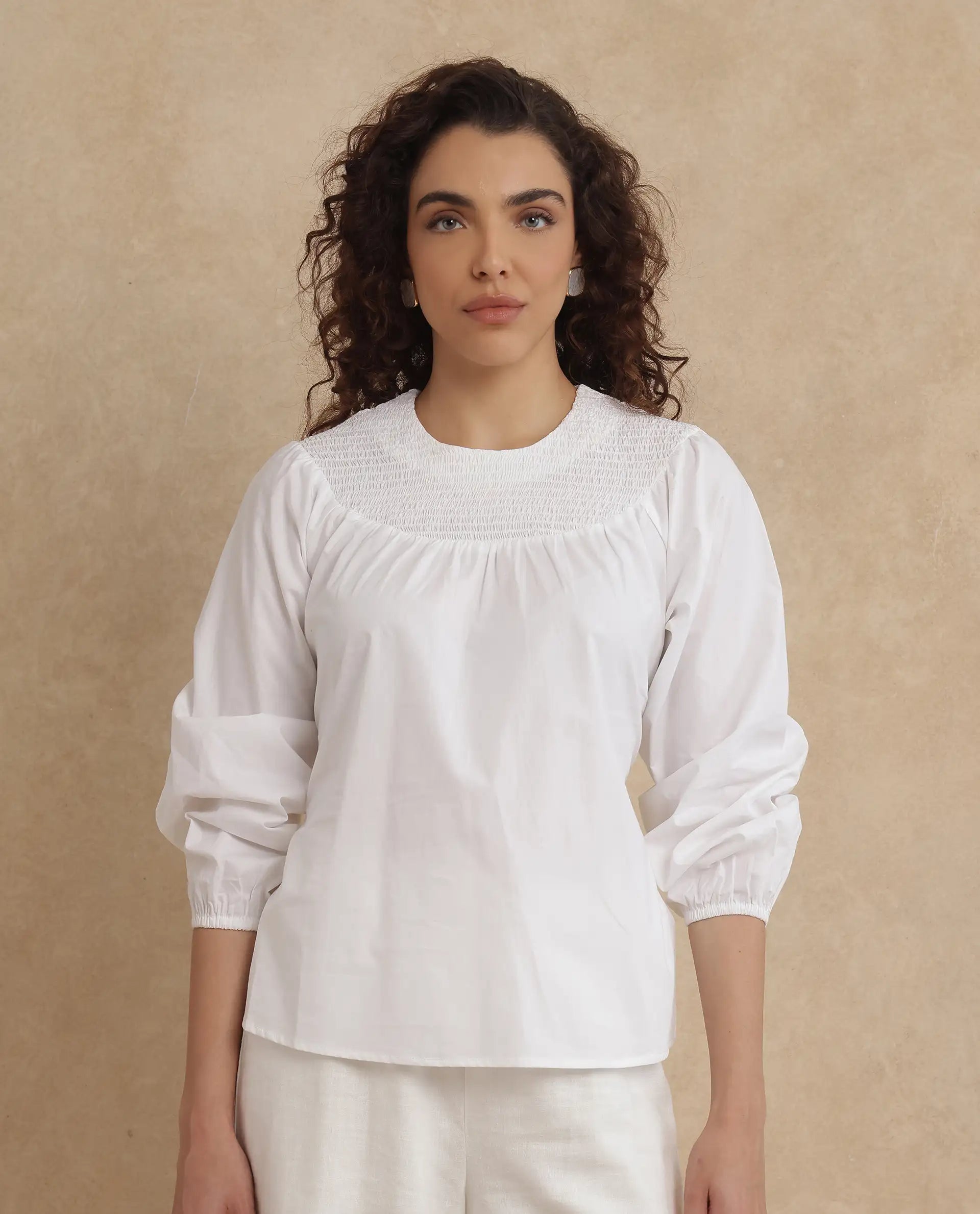 Rareism Women Cassius White Plain Top