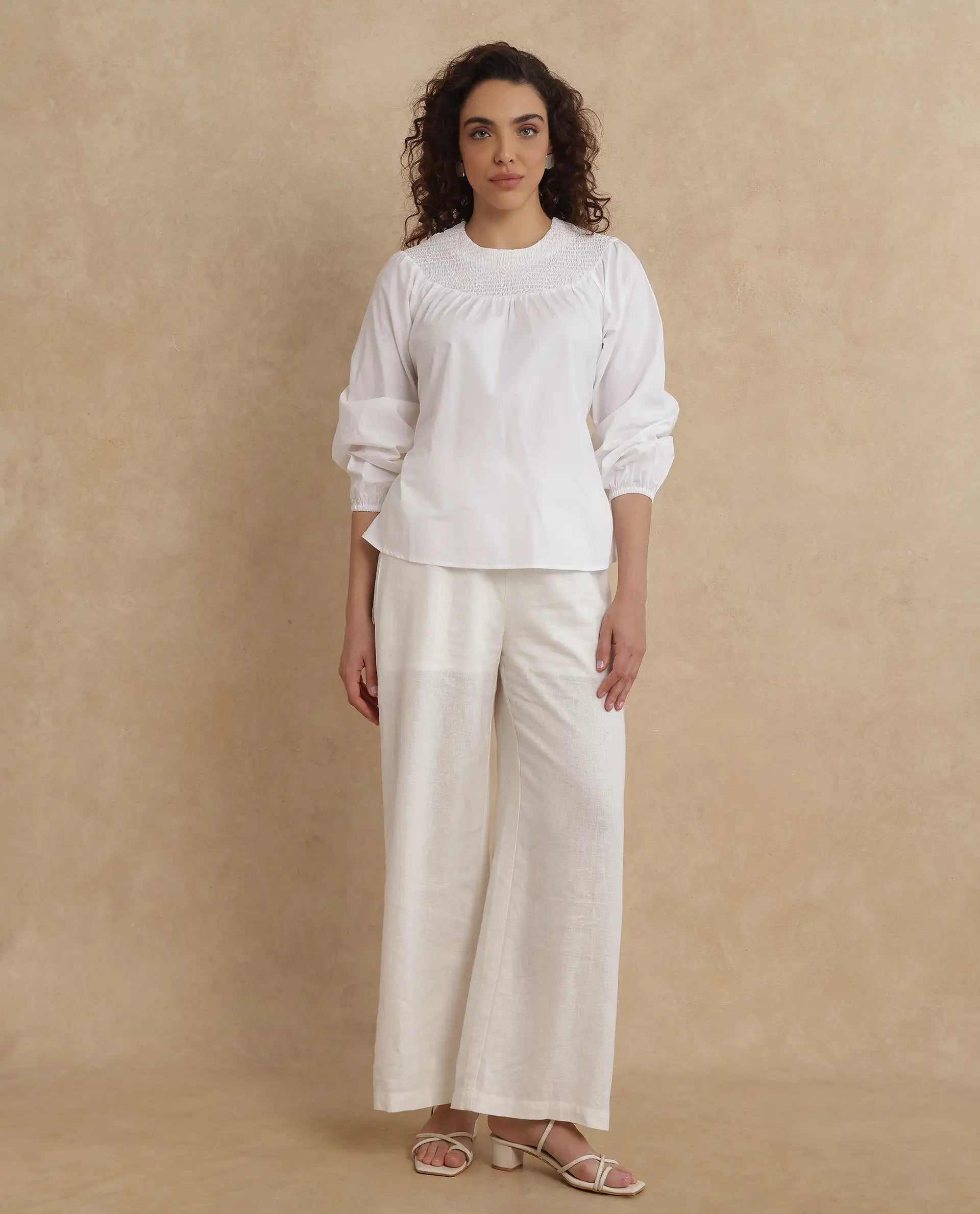 Rareism Women Cassius White Plain Top