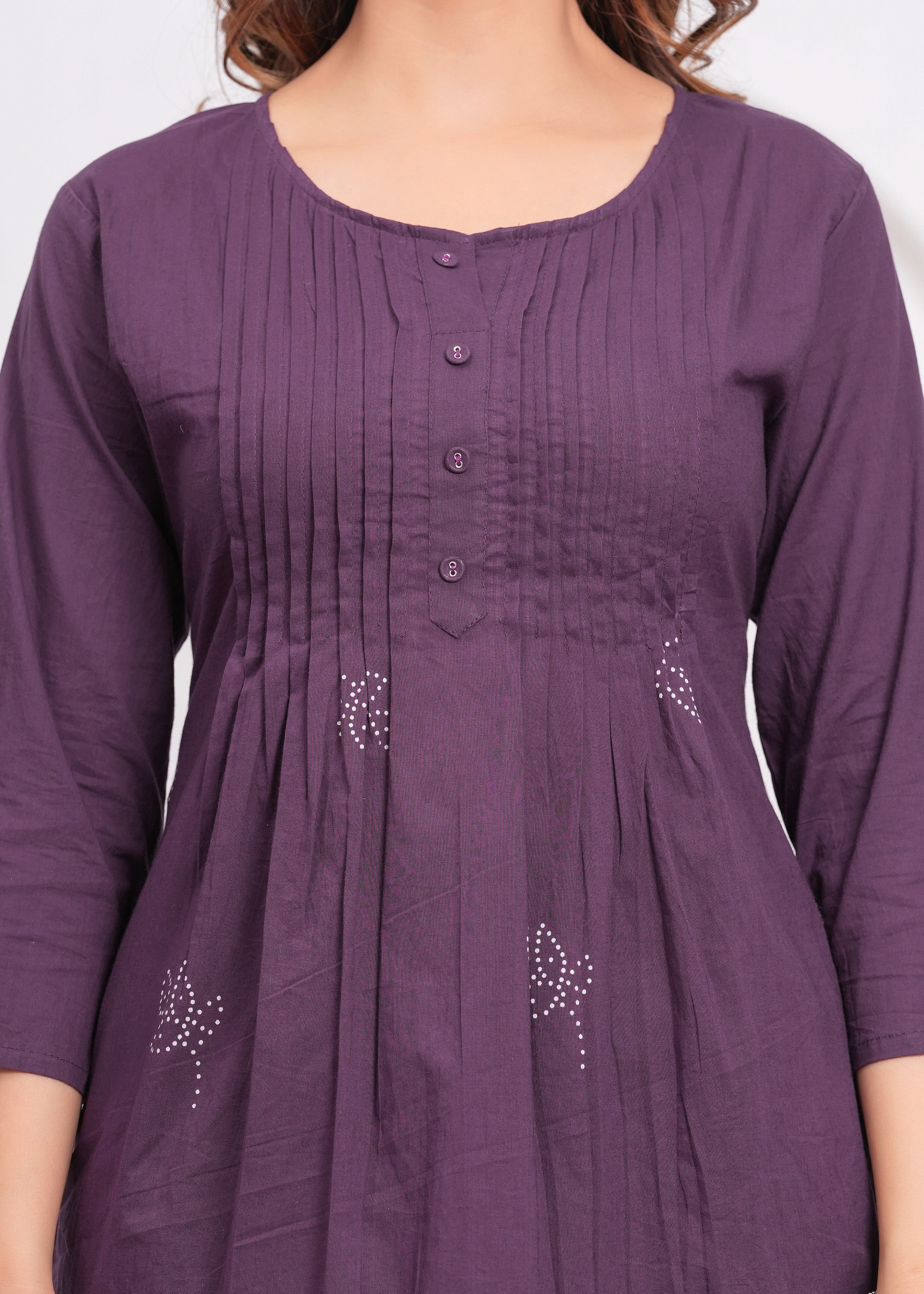 Grape Printx Work Cotton Suit Set with Dupatta