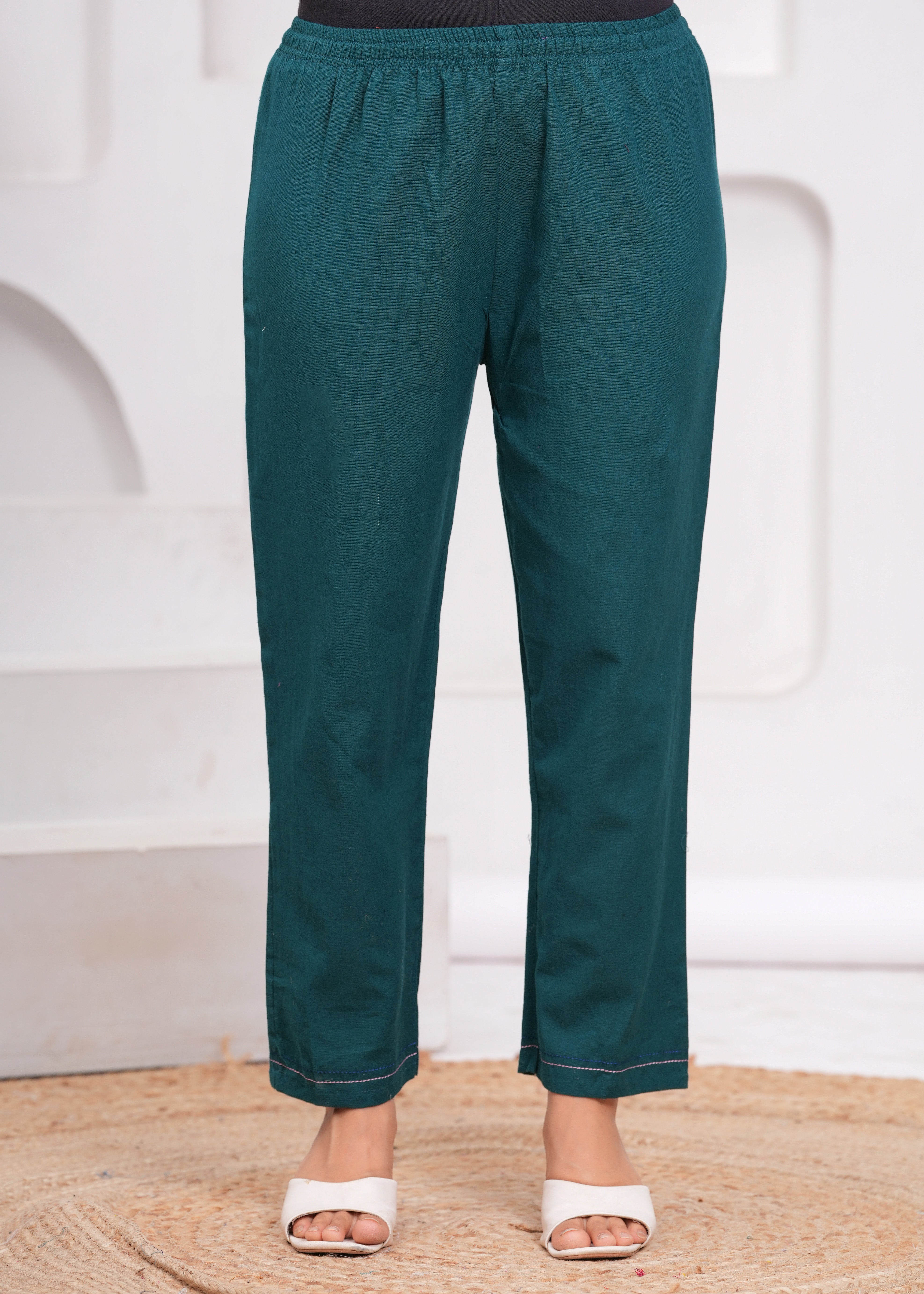 Sea Turtle Green Embroidered Cotton Flex Suit Set with Dupatta