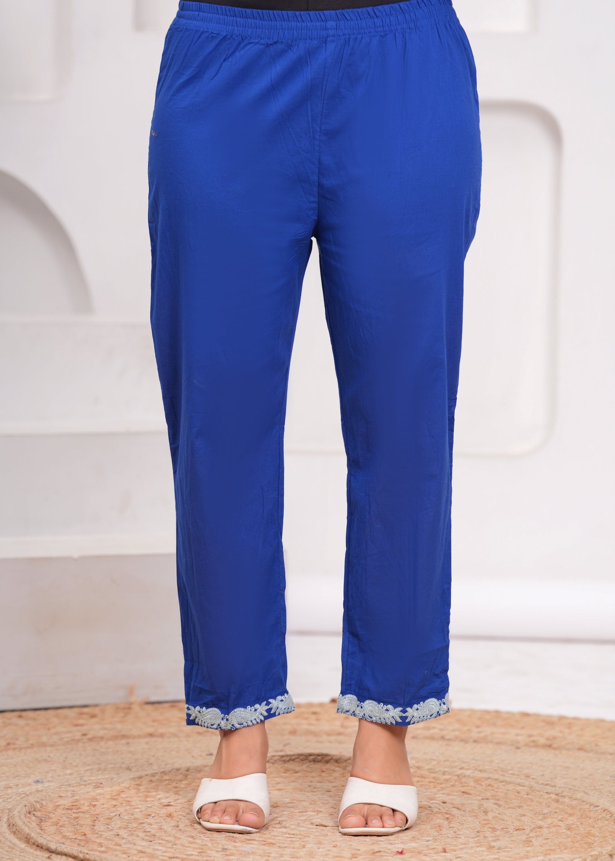 Lapis Blue Embroidered Cotton Suit Set with Dupatta